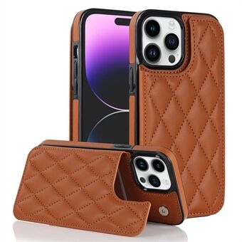 PU Leather+TPU Phone Cover for iPhone 14 Pro Max Stitching Line Kickstand Card Holder Phone Case