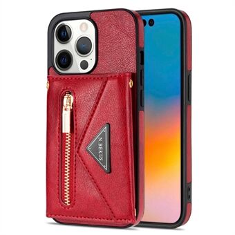 N.BEKUS Phone Wallet Case for iPhone 14 Pro Max 6.7 inch, Anti-fall PU Leather Coated TPU Back Cover Card Holder Scratch-resistant Shell Kickstand with Strap