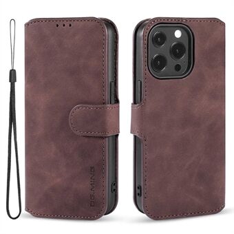 DG.MING For iPhone 14 Pro Max 6.7 inch Retro Style Magnetic Closure Shockproof PU Leather Wallet Phone Case with Stand