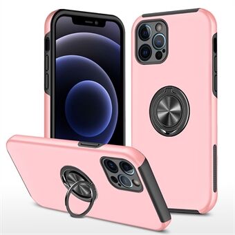 For iPhone 14 Pro Max 6.7 inch Hard PC+Soft TPU Scratch-resistant Phone Case Ring Car Mount Kickstand Anti-fall Shell Cover