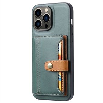 For iPhone 14 Pro Max 6.7 inch PU Leather Coated TPU Kickstand Card Slots Case Magnetic Clasp Shockproof Cover