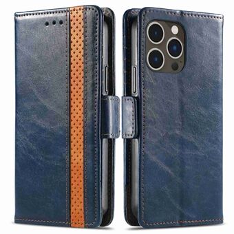CASENEO 002 Series Business Style Flip Leather Case for iPhone 14 Pro Max 6.7 inch, Shockproof Stand Wallet Splicing Phone Cover with RFID Blocking