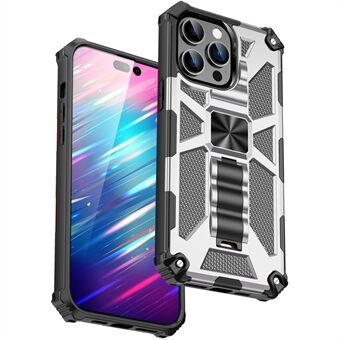For iPhone 14 Pro Max 6.7 inch PC+TPU Armor Cover Magnetic Bracket Kickstand Anti-shock Anti-wear Cell Phone Shell