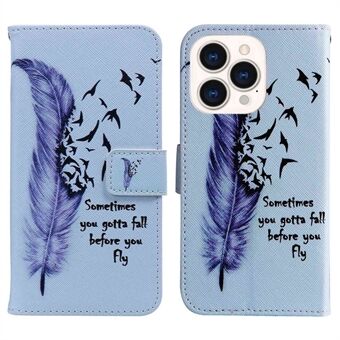 For iPhone 14 Pro Max 6.7 inch Pattern Printing Leather Series-2 Anti-scratch Phone Case Stand Magnetic Clasp Full Protection PU Leather Flip Wallet Cover