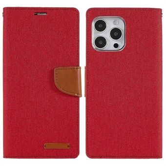 MERCURY GOOSPERY For iPhone 14 Pro Max 6.7 inch Canvas Texture Foldable Stand Leather Case Anti-scratch Phone Wallet Cover