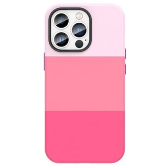 For iPhone 14 Pro Max 6.7 inch Three Color Splicing Leather Coated PC Cell Phone Case Drop-proof Wear-resistant Shell