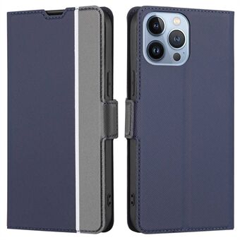 For iPhone 14 Pro Max 6.7 inch Twill Texture PU Leather Folio Book Case with Card Holder Scratch Proof Dual Magnetic Clasp Stand Function Protective Cover