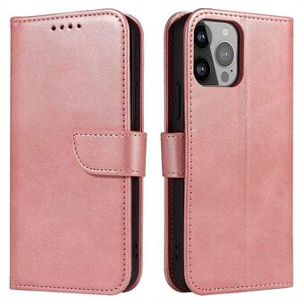 Calf Texture Phone Case For iPhone 14 Pro Max 6.7 inch, Scratch-resistant PU Leather Phone Flip Wallet Cover Stand with Magnetic Buckle