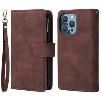 For iPhone 14 Pro Max 6.7 inch PU Leather Anti-drop Phone Cover Card Holder Wallet Stand Protective Case with Zipper Pocket
