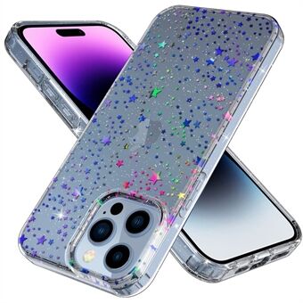 For iPhone 14 Pro Max GW18 Hard PC + Soft TPU Thickened Phone Case Laser Pattern Anti-scratch Protective Cover