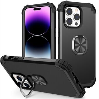 For iPhone 14 Pro Max L-Style Phone Case with Ring Holder Kickstand Protective Phone Back Cover