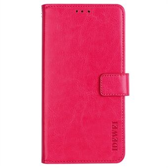 IDEWEI Phone Wallet Case for iPhone 14 Pro Max, Anti-fall Crazy Horse Textured PU Leather Phone Shell Magnetic Closure Flip Cover Stand