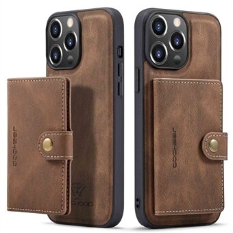 JEEHOOD For iPhone 14 Pro Max Retro Phone Case Leather Coated Shockproof TPU Cover with Detachable Wallet Kickstand