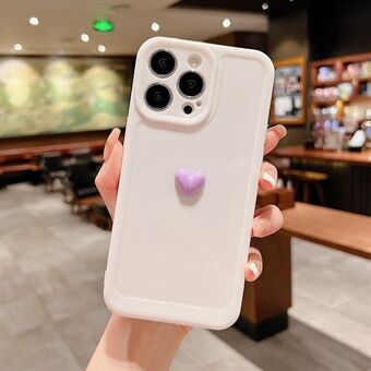 For iPhone 14 Pro Max Soft TPU Anti-Fingerprint Phone Case 3D Love Heart Shockproof Camera Protective Cover