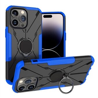 For iPhone 14 Pro Max PC + TPU Shockproof Phone Back Cover Ring Kickstand Protective Case