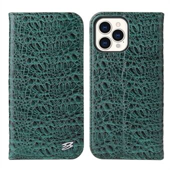 Protective Phone Case For iPhone 14 Pro Max Wallet Stand Auto-absorbed Magnetic Top Layer Cowhide Leather Crocodile Texture Cell Phone Cover