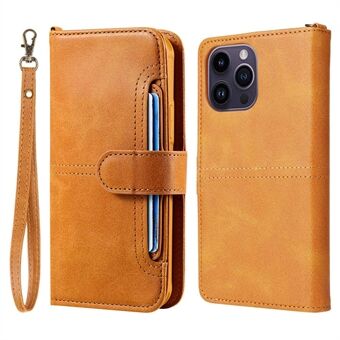 KT Leather Series-4 for iPhone 14 Pro Max 2-in-1 Detachable TPU Back Cover Drop-proof PU Leather Phone Stand Wallet Case with Strap