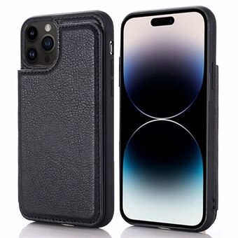 For iPhone 14 Pro Max Kickstand PU Leather Coated TPU Phone Back Case Card Holder Drop-proof Cover