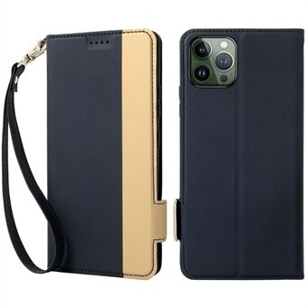 Anti-scratch PU Leather Phone Case For iPhone 14 Pro Max, Contrast Color Card Holder Magnetic Clasp Phone Cover with Stand