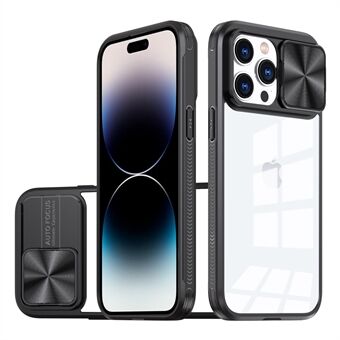 For iPhone 14 Pro Max Camera Slider Cover Design TPU+PC+Acrylic+Metal Phone Back Cover Drop-proof Anti-scratch Case