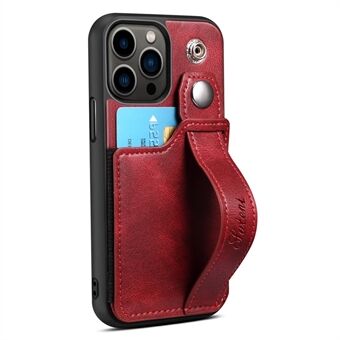 SUTENI H12 Series for iPhone 14 Pro Max  Drop-proof Phone Case Card Holder Retractable Wristband Kickstand Leather Coated PC + TPU Cell Phone Cover