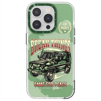 ROCK For iPhone 14 Pro Max Game for Peace Series Pattern Printed Phone Case Hard PC Soft TPU Anti-Scratch Protective Cover with Strap