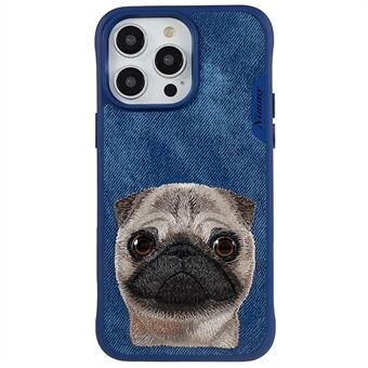 NIMMY Big Eyes Pet Series for iPhone 14 Pro Max Embroidery Animal Phone Case PU Leather + PC + TPU Anti-Scratch Protective Cover