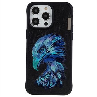 NIMMY For iPhone 14 Pro Max Animal Pattern Embroidery Phone Case Anti-drop PU Leather+TPU+PC Hybrid Cover