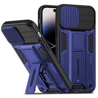 For iPhone 14 Pro Max Invisible Kickstand Shockproof Phone Case Hard PC Soft TPU Rugged Cover with Slide Camera Protector