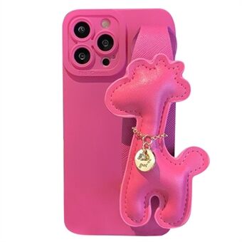 For iPhone 14 Pro Max Soft TPU Phone Case Shockproof Phone Cover with Giraffe Wrist Strap