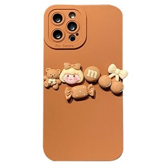 3D Cartoon Figure Bear Decor Phone Cover for iPhone 14 Pro Max, Precise Cutout Lens Protection TPU Shockproof Case