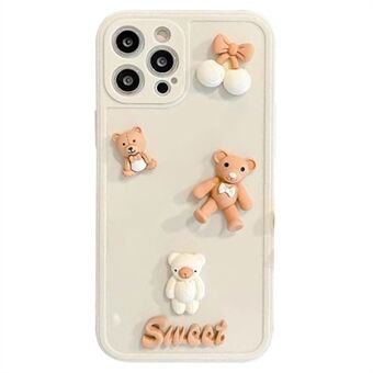 Phone Cover for iPhone 14 Pro Max Bowknot Bear / Rabbit 3D Cartoon Figure Soft TPU Case Back Shell