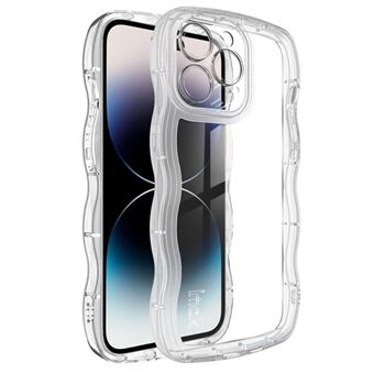 IMAK UX-8 Series Soft TPU Phone Case for iPhone 14 Pro Max Wavy Shape Shockproof Case Transparent Anti-Fall Protective Cover