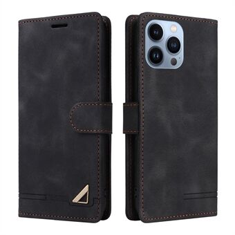 For iPhone 14 Pro Max Folding Stand Phone Case Skin-touch PU Leather Wallet Cellphone Cover