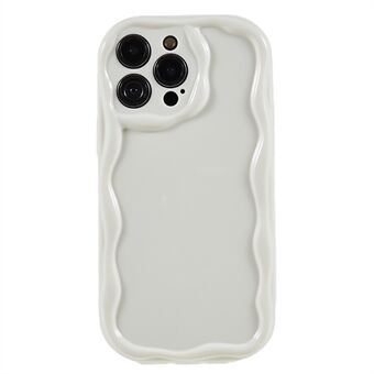 For iPhone 14 Pro Max Back Cover Wave Design Soft TPU Anti-drop Phone Case - White