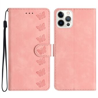 For iPhone 14 Pro Max PU Leather Stand Phone Case Butterfly Imprinted Drop-proof Wallet Cover