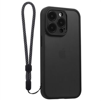 VILI M Series For iPhone 14 Pro Max Precise Cutout Phone Case PC+TPU Back Cover with Wrist Strap - Black