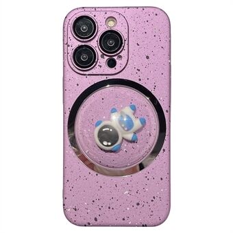 For iPhone 14 Pro Max Hard PC Cover 3D Rotating Astronaut Convex Lens Phone Case with Lens Film
