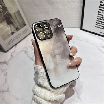 For iPhone 14 Pro Max Hard Glass+TPU Phone Case Gold Foil Ink Wash Painting Design Cell Phone Cover