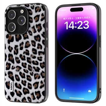 ABEEL For iPhone 14 Pro Max Leopard Texture Phone Case PU Leather Coated TPU + PC Non-Slip Cover
