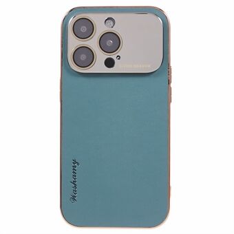 For iPhone 14 Pro Max PU Leather+TPU+PC Phone Case Acrylic Lens Frame Shockproof Electroplating Cover