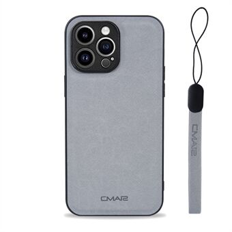 CMAI2 For iPhone 14 Pro Max Shockproof Phone Case Anti-Scratch PU+PC+TPU Phone Cover with Wrist Strap
