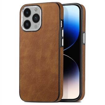 Anti-fall Case for iPhone 14 Pro Max , Electroplating Camera Frame Skin-touch Leather Coated TPU Phone Cover
