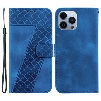 For iPhone 14 Pro Max Stand Imprinted Pattern Phone Case PU Leather Shell Shockproof Wallet Cover