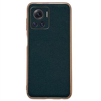 Luolai Series For Motorola Moto X30 Pro 5G / Edge 30 Ultra 5G Electroplating Phone Case Genuine Leather Coated PC+TPU Hybrid Protective Cover