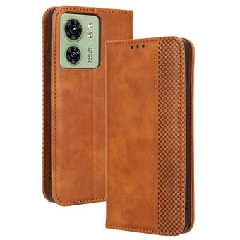 For Motorola Edge 40 5G Retro Stand PU Leather Magnetic Phone Case Wallet Anti-Scratch Mobile Phone Cover