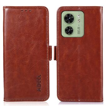 ABEEL For Motorola Edge 40 5G PU Leather Phone Case Anti-Scratch Crazy Horse Texture Wallet Phone Cover