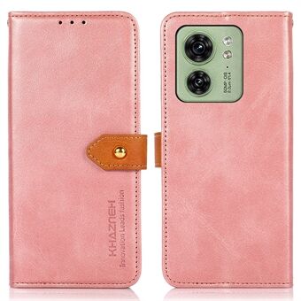 KHAZNEH For Motorola Edge 40 5G Phone Stand Cover Cowhide Texture Wallet Shockproof PU Leather Shell