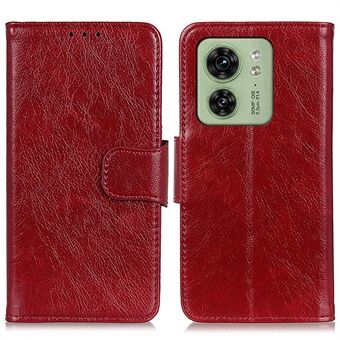For Motorola Edge 40 5G Dustproof Split Leather Phone Case Nappa Texture Protective Cover with Stand Wallet