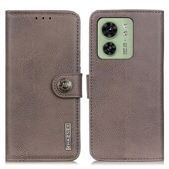 KHAZNEH For Motorola Edge 40 5G Leather Wallet Phone Case Cowhide Texture Stand Drop-proof Shell